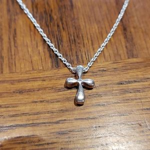 Dainty Sterling Silver Cross Necklace 16"
